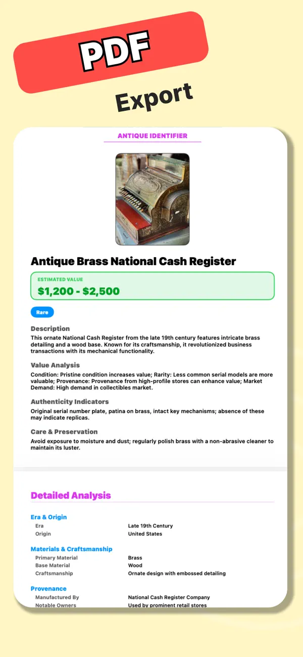 AntiqAI PDF antique report export